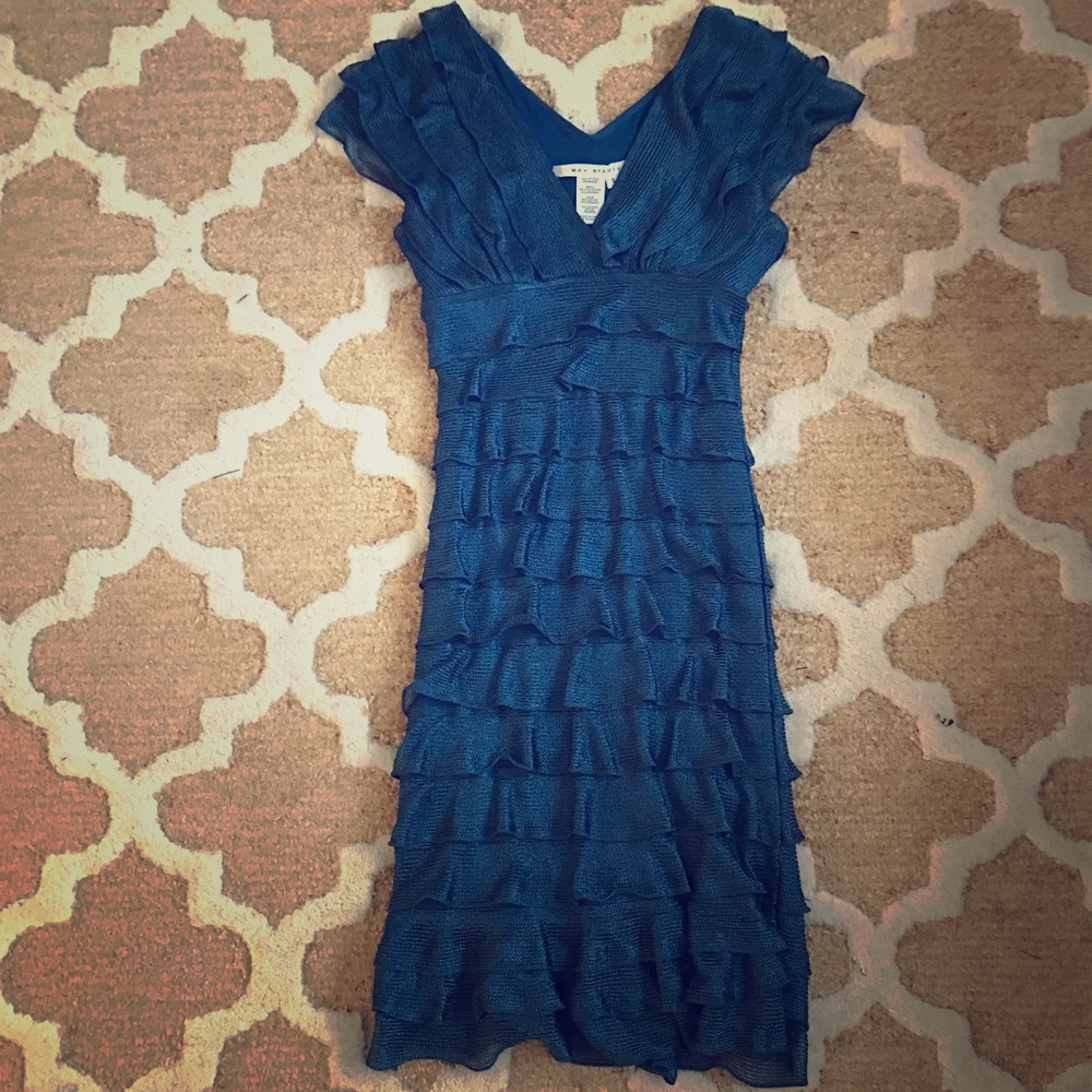 Max Studio blue layered netting dress